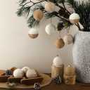 12 Pcs Neutral Burlap Christmas Ball Ornament 2.4 Inch Farmhouse Boho Jute Rope Woven Xmas Baubles Rustic Modern Natural Christmas Decorations for Home Tree Wreath Holiday Rattan Decor (White Brown)