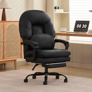 Ergonomic Office Chair for Big and Tall with Lumbar Support,Black PU Leather High Back Executive Chair with Sedentary Vibration Reminder,Foot Rest,Reclining Function for Long Hours of Home Office