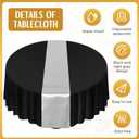Tudomro 16 Pcs Black and Silver Round Plastic Tablecloth and Satin Table Runner Set 84 Inch Round Covers 12 x 108 Inch Table Runners for Christmas Wedding Birthday Party Baby Shower