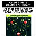 12x18 Splatter Targets. Shots Burst with a Bright Splatter Upon Impact. Instantly See Your Shots