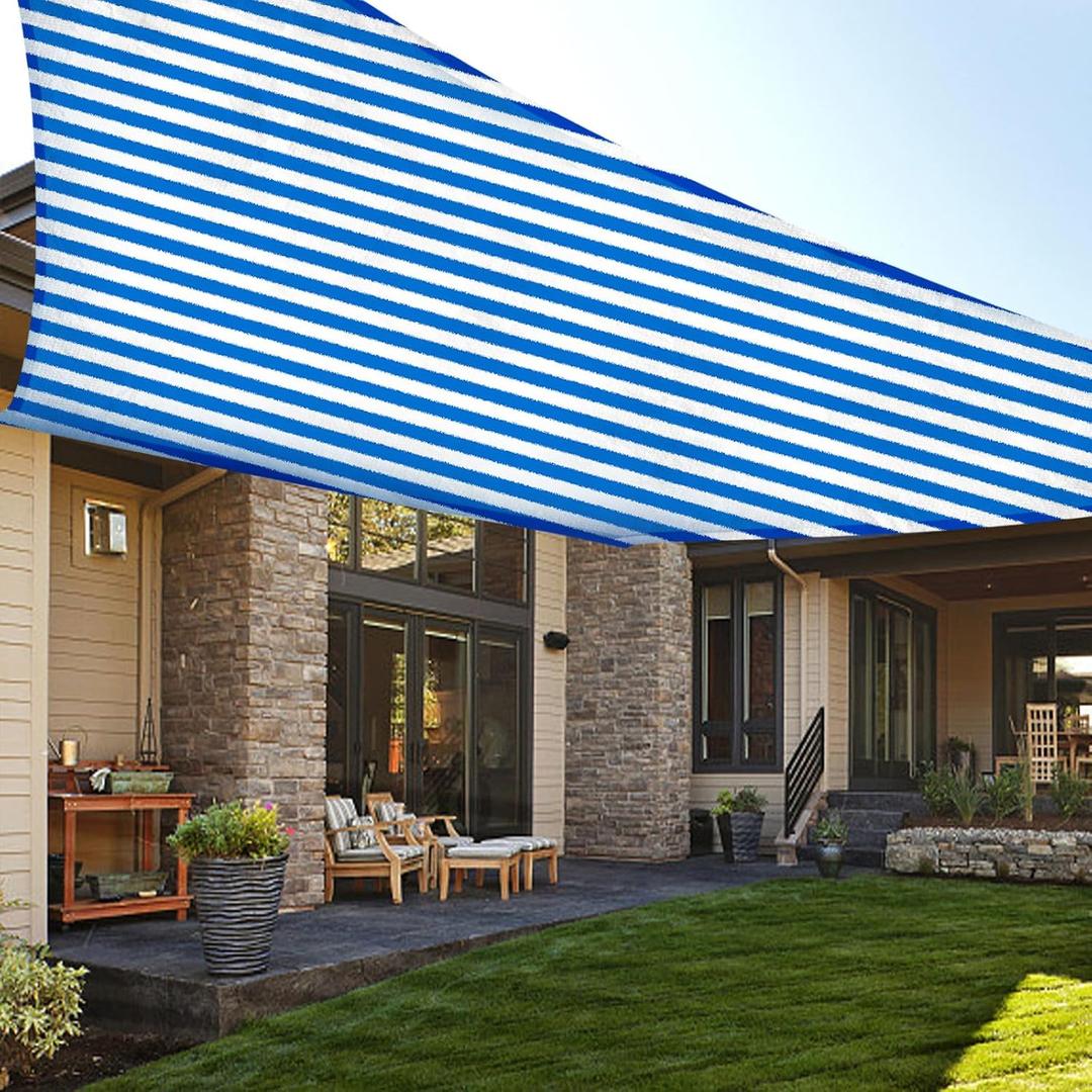 LOVE STORY 12' x 12' Square Blue-White Sun Shade Sail Canopy UV Block for Outdoor Patio Garden Backyard