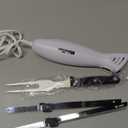 Mueller Ultra-Carver Electric Knife for Carving Meats, Poultry, Bread, Crafting Foam. Stainless Steel Blades, Powerful Motor, Ergonomic Handle, One-Touch On/Off Button, Serving Fork Included, White