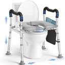 KingPavonini Toilet Seat Risers for Seniors, Raised Toilet Seat with Handles with Adjustable Height & Width, Soft Padded Seat, Elevated Toilet Seat Riser, Load 500lb, Fit Any Toilet
