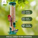 Kingsyard 2 Pack Tube Bird Feeders for Outdoors Hanging, Premium Hard Plastic Bird Feeder with 6 Feeding Ports, Weatherproof & Steel Hanger, Attracting for Wild Birds (Green)