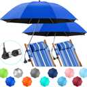 2 PACK Beach Umbrella with Clamp, 360 Adjustable Umbrellas for Chair, UPF50+ Umbrella for Beach Chair, Patio Chair, Wheelchair, Camping Chair, Golf Carts (Chair Not Included)