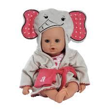 ADORA Bath Time Babies Collection, 13" Baby Doll and Clothes Set, Made with Fresh Powder Scent and Exclusive QuickDri Vinyl Body, Birthday Gift for Ages 1+ - Elephant
