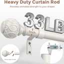 White Curtain Rods for Windows 48 to 84 Inch, Antique Decorative 1 Inch Adjustable Heavy Duty Window Treatment Rods, Vintage Rustic Farmhouse Drapery Rod with Boho Netted Texture Finials (36''-88'' (1 Pack))