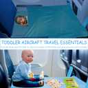 Airplane Bed for Toddler with Blanket, Airplane Seat Extender for Kids, Baby Airplane Travel Essentials, Blue