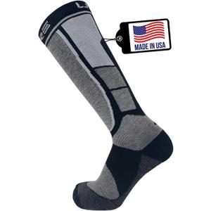 Alpaca Wool Ski Socks - Made in USA, Winter Weather Lightweight Skiing and Hunting Socks for Men and Women (Large, Black)