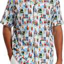 Vytroon Men's Hawaiian Shirts Wrinkle Free Short Sleeve Button Down Tropical Beach Vacation Shirt (L)