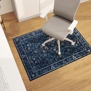 chakme Office Chair Mat for Hardwood Floor, 48"x36" Easy Glide Computer Desk Mat Protector for Rolling Chair Under Desk Rug Nonslip Backing, Machine Wash, (Floral)