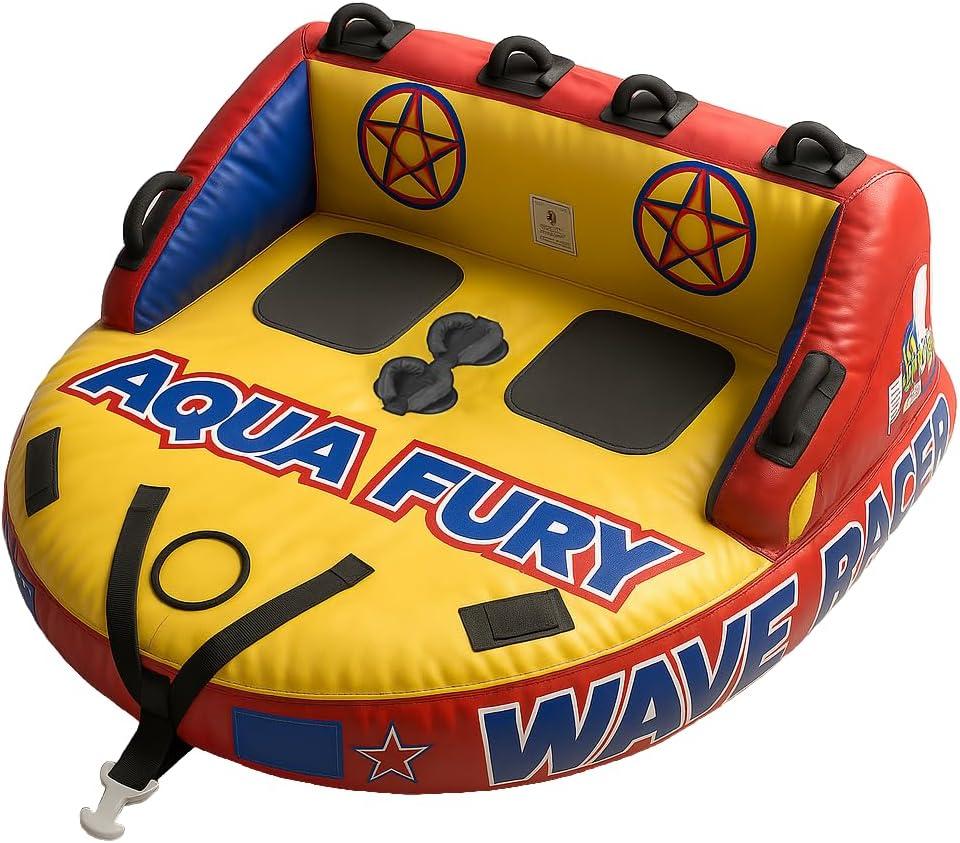 Towable Tubes for Boating, Boat Tube for Tubing, Towables Boats Inflable Tube, Towable Rider Deck with Full Nylon Cover for Water Sports (1-2 Riders)