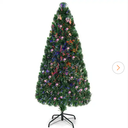 6 ft. Pre-Lit Fiber Optic Artificial PVC Christmas Tree with Metal Stand Holiday