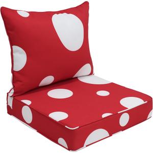 EAGLE PEAK Outdoor Deep Seat Patio Seat Cushion Set, 25 x 25 x 5 inch, 2-Piece Back Chair Cushion, Set of 1, Red Mushroom