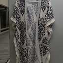 Women's Kimono Beach Cover up for Summer Bathing Suits Cardigans Casual Loose Swimwear (X-Large, Black White)