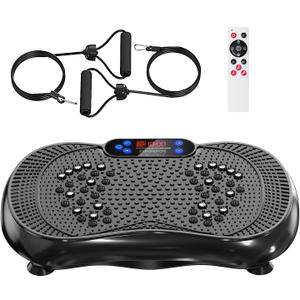 Vibration Plate Exercise Machine, Lymphatic Drainage Machine for Weight Loss, 100-Speed Platform with Remote & Bands, Quiet Full Body Vibrating Plate 500 Lbs Capacity Fitness Platform