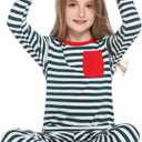 iClosam Matching Family Pajamas Set Striped Christmas Pajamas Sleepwear Dad Mom PJs (XS)