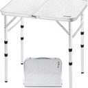 Folding Camping Table 2ft Portable Picnic Table Adjustable Height Small Card Table Aluminum Foldable Lightweight with Carry Handle for Outdoor Indoor Hiking Camp BBQ Beach (24"l X 16"w)