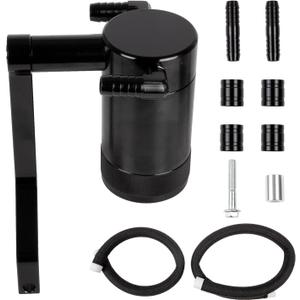 RANSOTO Oil Catch Can 5.7L 6.4L HEMI Compatible with 2011-up Dodge Charger Challenger Chrysler 300 Jeep Grand Cherokee, Z-Bracket Tech and Billet Aluminum Oil Separator Tank (Black)