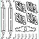 Sun Shade Sail Hardware Kit: Triangle Rectangle Shade Sail Hardware Kit Heavy Duty, M6 Turnbuckles for Shade Sail Pad Eye Sun Shade Hooks, Patio Garden Sun Shade Sail Canopy Hardware Installation Kit (Silver)