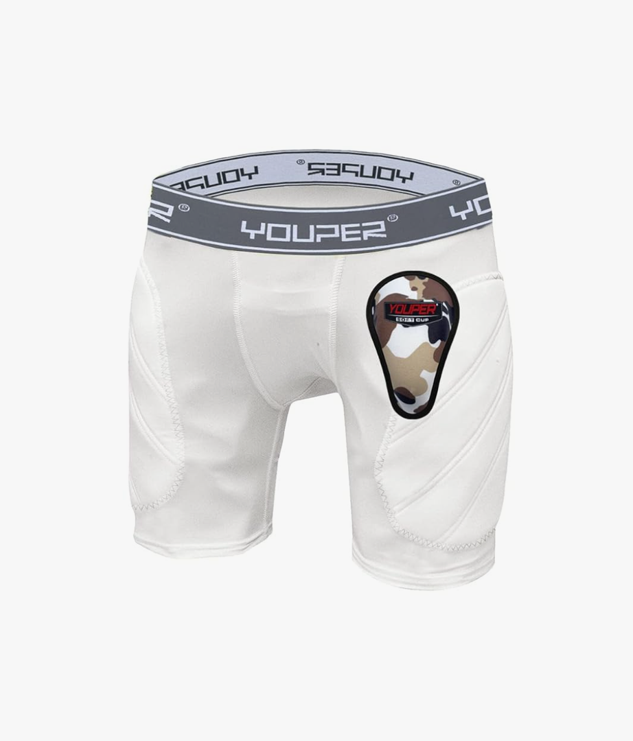 Youper Boys Youth Padded Sliding Shorts with Soft Protective Athletic Cup for Baseball, Football, Lacrosse M