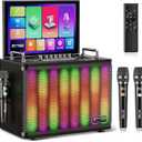 Karaoke Machine with 14" Touch Screen Lyrics Display for Adults, 400W Power, WiFi 6/Android 13, 2 Wireless UHF Microphones, Dynamic Party Light, Remote, Support TV/TF/USB/AUX/Live/Recording