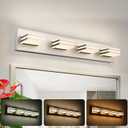 4-Light LED Brushed Nickel Vanity Lights for Bathroom Light Fixtures Adjust 3 Colors Modern Bath Lighing Over Mirror LED Vanity Light 27inch