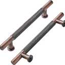 khtumeware 10 Pack 8 Inch(203mm) Drawer Handles Knurled Brushed Antique Copper Cabinet Pulls Drawer Pulls Kitchen Hardware Kitchen Handles for Cabinets Cupboard Handles
