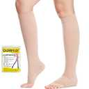 Beister 20-30 mmHg Knee High Compression Socks for Women Men Calf Varicose Veins (Large, Beige)
