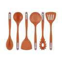 Met Lux Kitchen Utensil Set, 6 Pieces Set, High-Heat Tolerance, Orange Silicone Kitchen Utensils, For No-Stick Cookware - Restaurantware