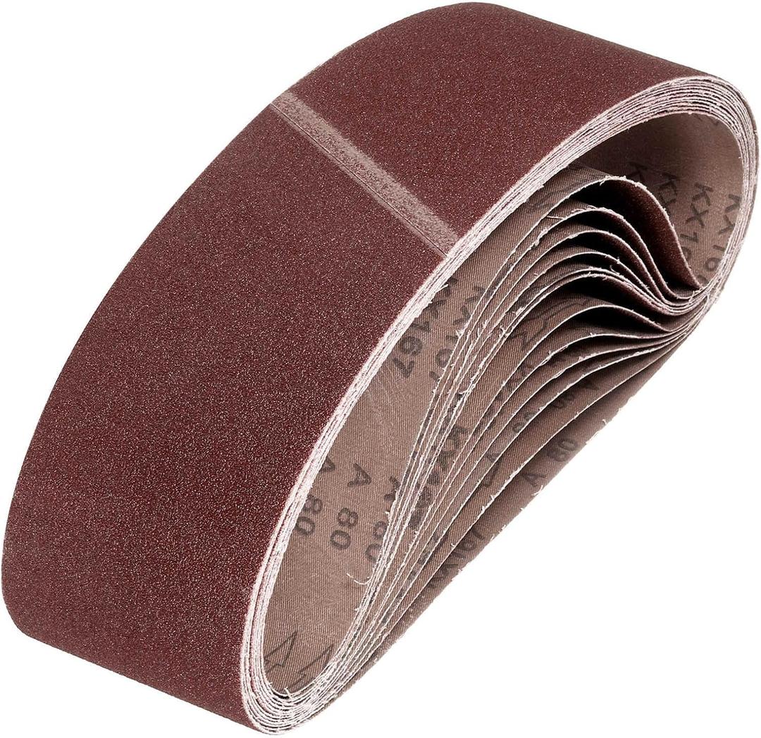 HARFINGTON 3 x 24 Inch Sanding Belts, 10 Pcs 80 Grits Aluminum Oxide Abrasive Belt Sander File Belt for Woodworking, Metal Polishing, Knife Sharpener