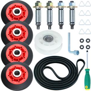 [Upgraded] 4392067 Dryer Repair Kit with WPW10314173 Drum Roller 279640 Dryer Idler Pulley 661570v Dryer Belt WPW10359272 WPW10359271 Dryer Drum Roller Axle Tools for Whirlpool Maytag Dryers