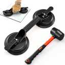 Rubber Mallet & Suction Cup Floor Gap Repair Tool Kit for Laminate, Floating Wood Floors - DIY Gap Fixing (BLACK)