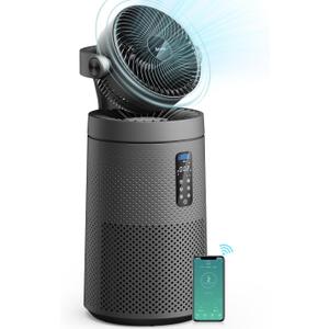 AROEVE Air Purifiers Fan for Home Large Room With 2-In-1 Air Circulator Fan System And Smart WIFI Cover 1980 Sq.Ft Oscillating Air Purifier With Washable Filter For Indoor Whole Home, MK08W-Space Gray (Black)