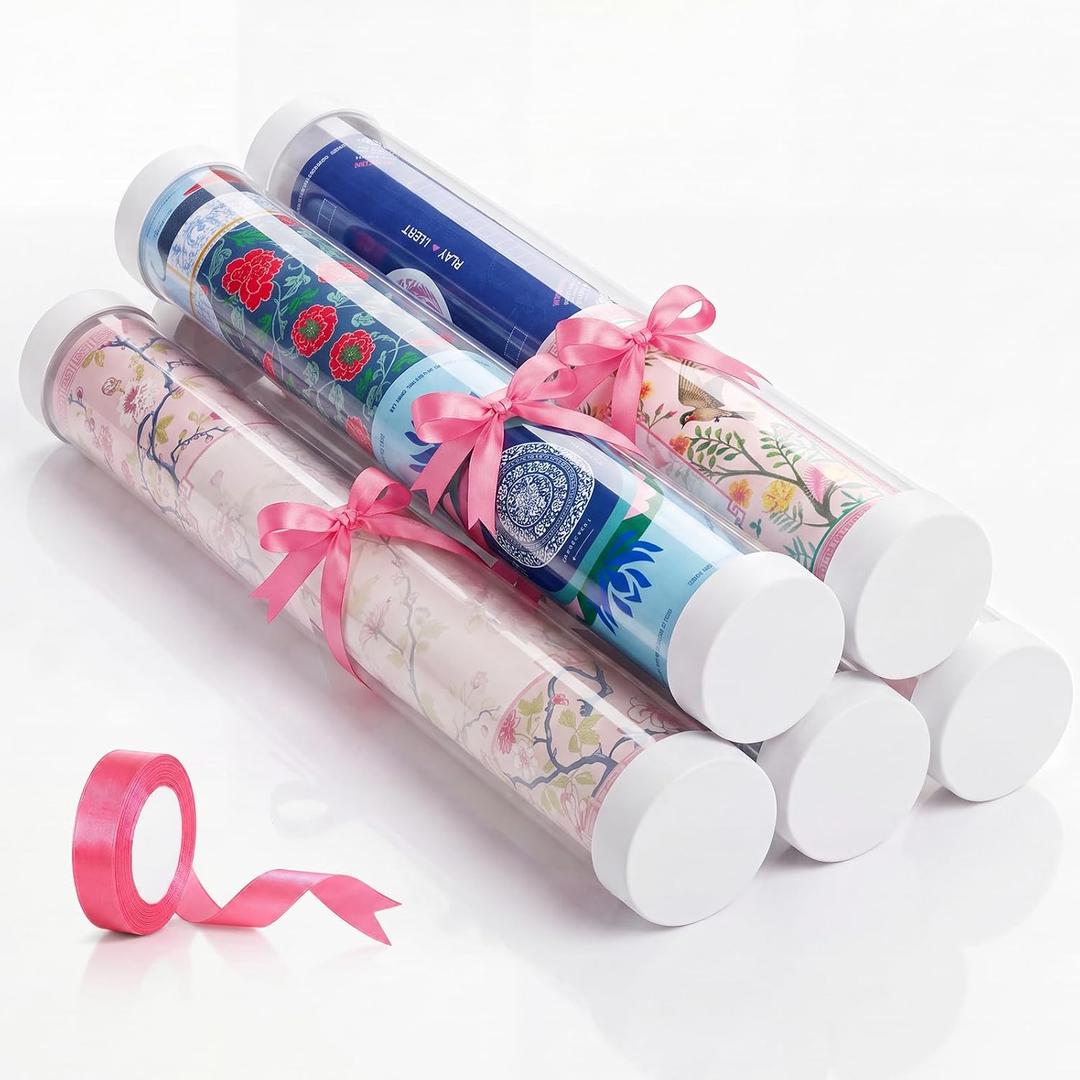 Thenshop 36" Mahjong Storage Tubes with Lids for Mats, White, 5 Pack