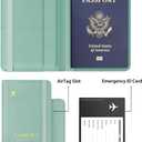 Stouchi Airtag Passport Holder Track Your Passport, RFID Blocking Travel Wallet for Women, Slim All-in-One Organizer for Secure International Travel (Sky Blue)
