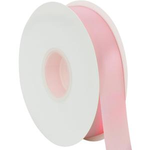 2 x TONIFUL 1 Inch x 50yd Light Pink Satin Ribbon Thin Solid Fabric Ribbon for Gift Wrapping, Floral Bouquets, Bows and Craft Making, Christmas Valentines Birthday Wedding and Party Decoration