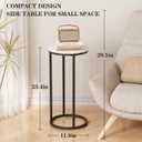 C Shaped End Table, Couch Side Tables for Living Room, Round Sofa End Table with Metal Frame, Small Wooden Snack Table for Bedroom, Small Spaces, Easy Assembly (Black,2pcs)