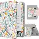MoKo Case for 7"/6.8" Kindle Paperwhite(12th/11th Generation-2024/2021) and Kindle Colorsoft Signature Edition, Slim PU Shell Cover Case with Auto-Wake/Sleep for Kindle Paperwhite 2024, Flowers