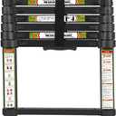 Telescopic Ladder, 6.5FT RIKADE Aluminum Telescoping Ladder with Non-Slip Feet and Stable Hook, Portable Extension Ladder for Household and Outdoor Working, 330lb Capacity (Black)