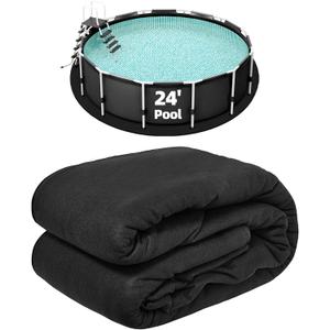 24-Foot Pool Liner Pad for Above Ground Pools, Round Under Pool Mat Prevents Puncture, Weed Barrier, Extend Liner Life, Black