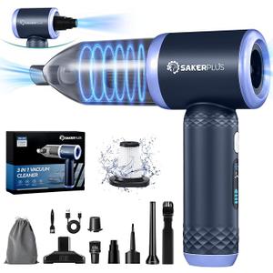 SakerPlus Car Vacuum Cleaner- 3 in 1 Cordless Handheld Vacuum Cleaner, 13000Pa High Power Car Vaccum Cleaner with Brushless Motor,Adjustable Cars Vaccum Portable Cordless for Cars,Desktop-DBS03