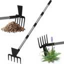 Walensee Hoe Garden Tool, 63 Inch Garden Hoe with Adjustable Long Handle for Weeding, 5-Tines Hoe Cultivator 2 in 1 Hand Garde Tools for Yard Lawn Planting Gardening Digging