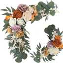 Rinlong Wedding Flower Swag Arch Flowers Artificial Flowers Vines Garland Wedding Welcome Sign Decorations Burnt Orange Wedding Flowers Arch Fireplace Decor