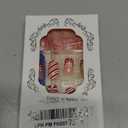 Christmas Press on Nails Medium Square Fake Nails with Snowflower Stripe Design Stick on Nails French Tip False Nails Full Cover Acrylic Glue On Nail for Women Nail Art Decoration 24Pcs