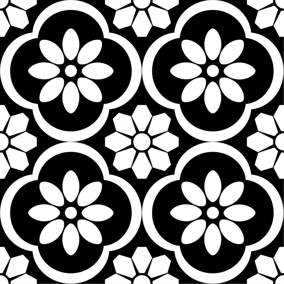 Peel and Stick Floor Tile 30-Pcs Cover 30 Sq.Ft, Vinyl Flooring Tiles 12 x 12 Matte Self Adhesive Flooring Stickers Waterproof Removable for Renter, Bathroom Living Room, Black Flower (Black & White Blossom)