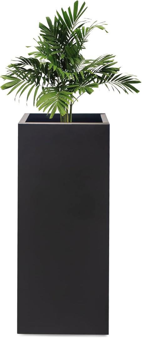 Metal Planter Box Rectangular Block - Galvanized Steel Tall Box Planter Modern Outdoor Planters All-Weather Use with Drainage Holes for Patio/Porch,30 1212IN