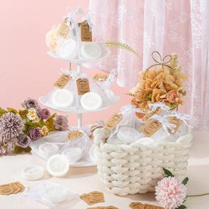 Roowest 50 Sets Elephant Soap Baby Shower Favors for Guests Cute Round Little Soaps with 50 Thanks You Tags and 50 Organza Bags for Baby Shower Gender Reveal Party Decorations Souvenirs(White)