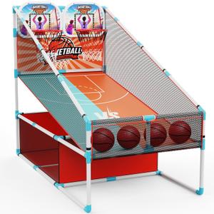 2-Player Arcade Basketball Game Set,Upgraded Indoor Hoop with LED Light Electronic Scoreboard 4 Balls,Carnival Games Sports Toys Kids 3-12 for Home Party Backyard Outdoor Boys Girls Toddlers Gifts (Orange)