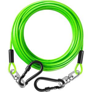 Dog Tie Out Cable 50FT-300Lbs,Heavy Duty Dog Leads Line for Yard with Swivel Hook,Medium Large Dogs Leash&Chains for Outside,Rust Chew Proof Dogs Run Cable for Outdoor Camping (Green, 50FT)